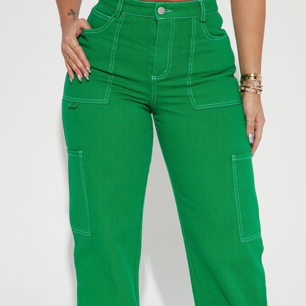 Fashion Nova “Take A Risk High Rise Utility Jeans”